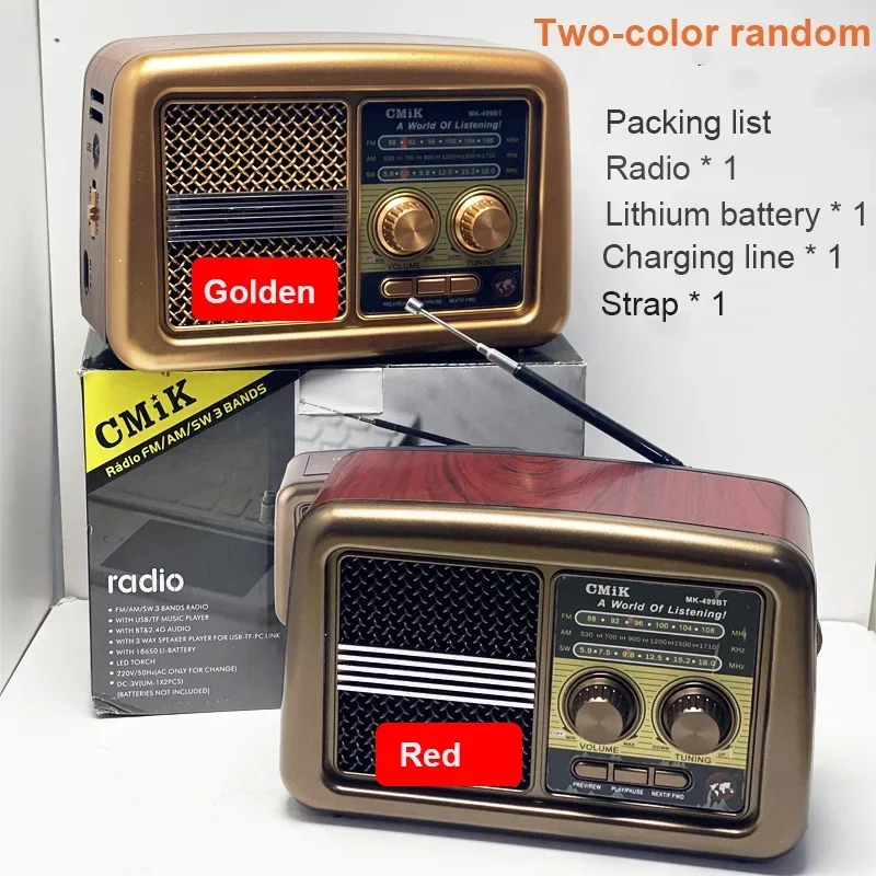 Portable Retro Multi Band Radio FM/AM/SW Radios Built-in Wireless Bluetooth Speaker Support TF Card Insertion U Disk Playback