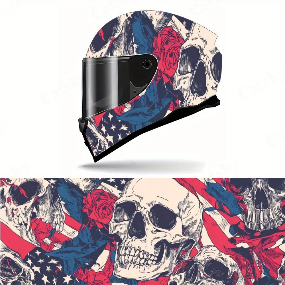 

Модный череп с флагом США, наклейка на полный шлем, мотоциклетный шлем, гоночная графическая наклейка, ПВХ, самоводонепроницаемая палка, Strikin