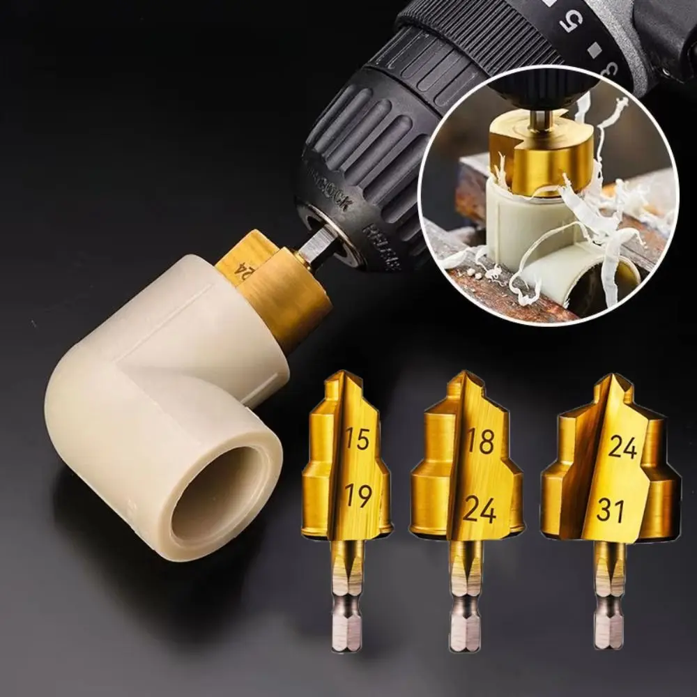 

3 шт. шестигранный хвостовик PPR подъемное сверло инструмент для подключения водопроводных труб 31/24/19 мм ступенчатое сверло из стали высокой твердости износостойкая