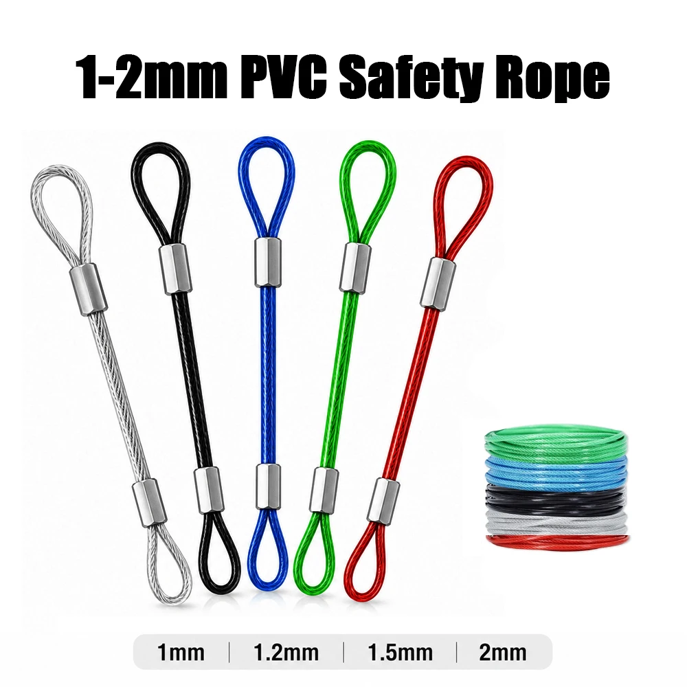 1-2mm multi-color steel wire rope with durable and corrosion-resistant ends Suitable for fixed suspension lighting, widely used