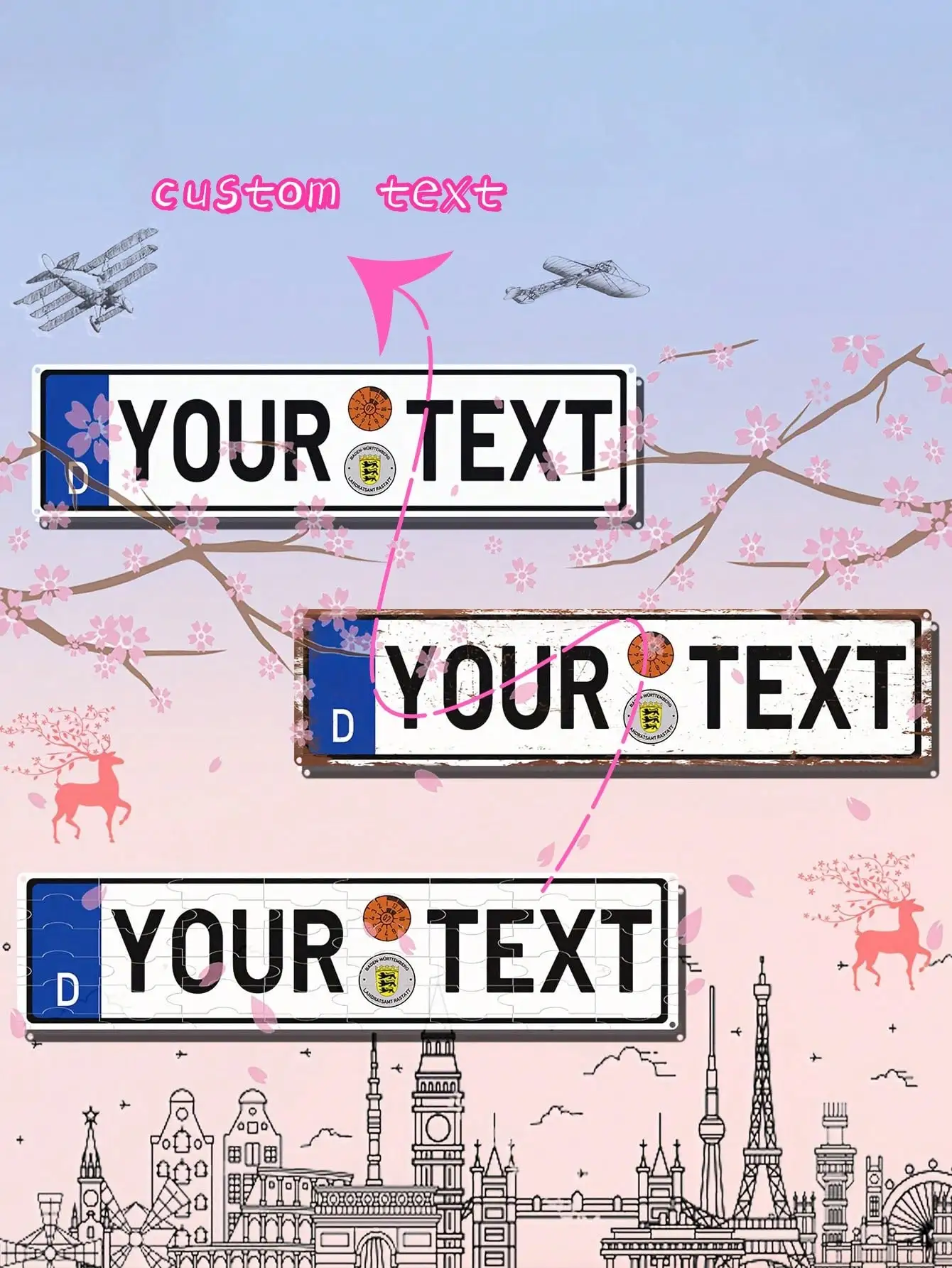 

Vintage Metal Tin Sign Custom Personalized German Style 16x4 Inch Retro Wall Decor for Home Bar Garage UV Print Waterproof