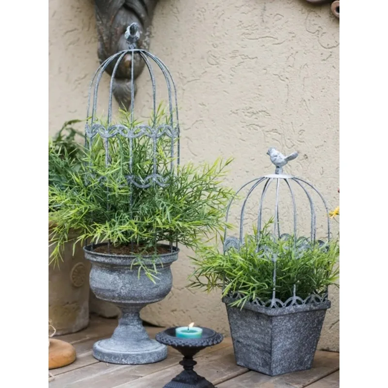 Vintage Bird Cage Flower Utensils Decorative Ornaments Climbing Vine Flower Pots Garden Courtyard Rural Gardening Supplies