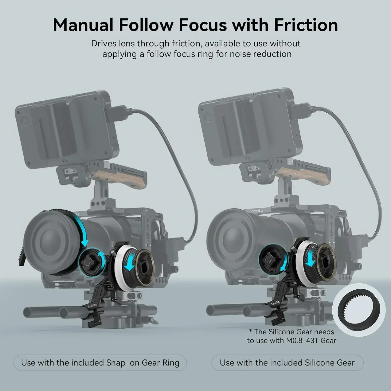 IN STOCK SmallRig Mini Follow Focus with A/B Stops & 15mm Rod Clamp and Snap-on Gear Ring Belt for DLSRs and Mirrorless Cameras