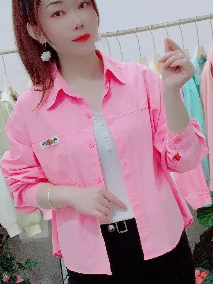 

Fashionable Pure Cotton Casual Shirt Short Style Korean Version Spring 2026 Women's Premium Quality Top Coat Outerwear