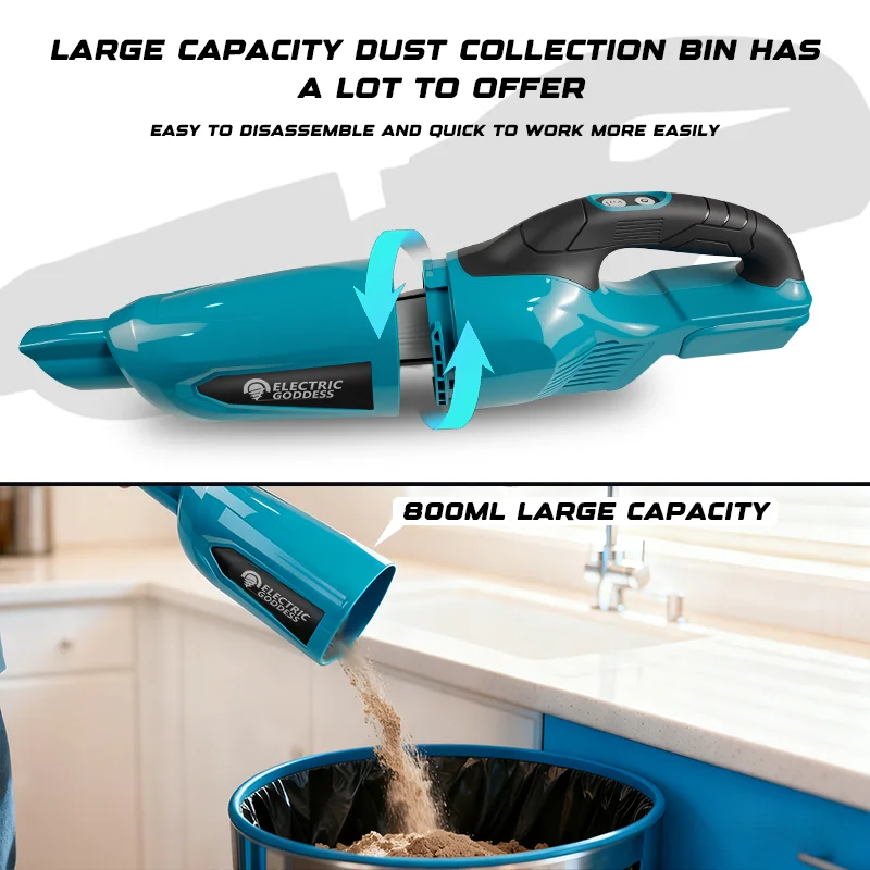 Electric Goddess 800ML Big Suction Brushless Electric Vacuum Cleaner Dust Collector Floor Carpet For Makita 18V Battery Pin ﻿