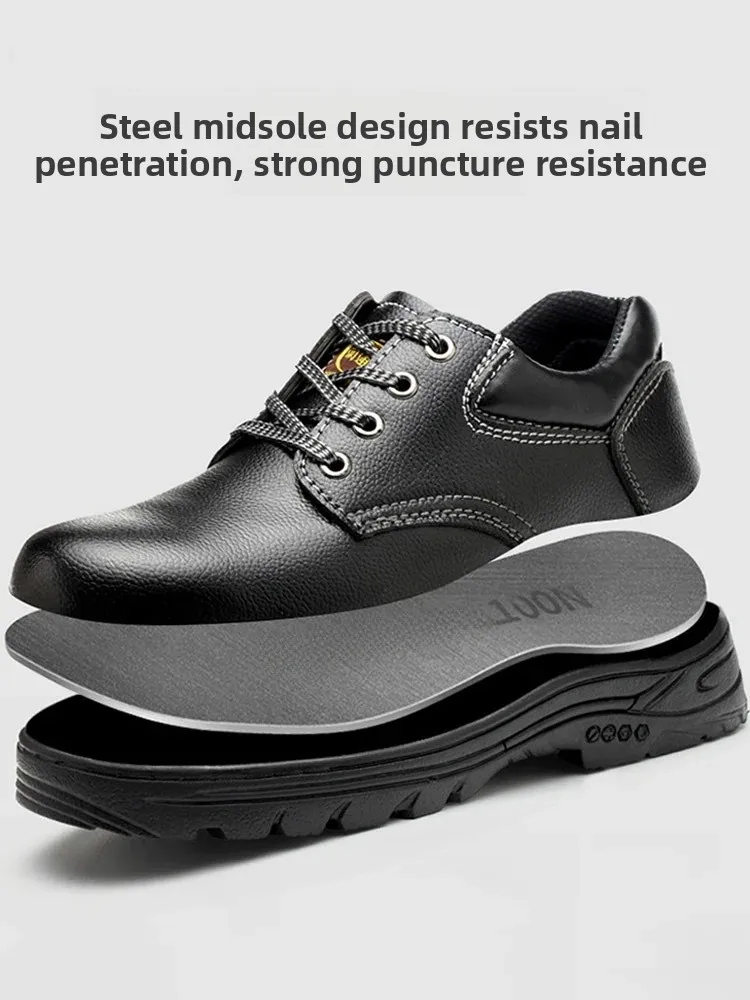 Men's Safety Work Shoes Steel Toe Anti Crush And Piercing Lightweight Breathable Soft Bottom Casual Shoes for Construction Site