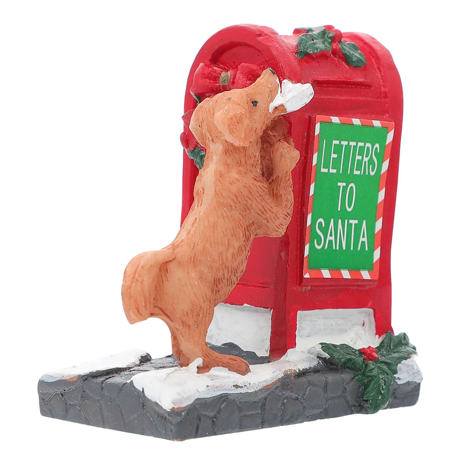 

Christmas Miniature Red Mailbox Puppy Xmas Dessert Table Ornament Cake Topper Holiday Decoration Christmas Miniature Figurine
