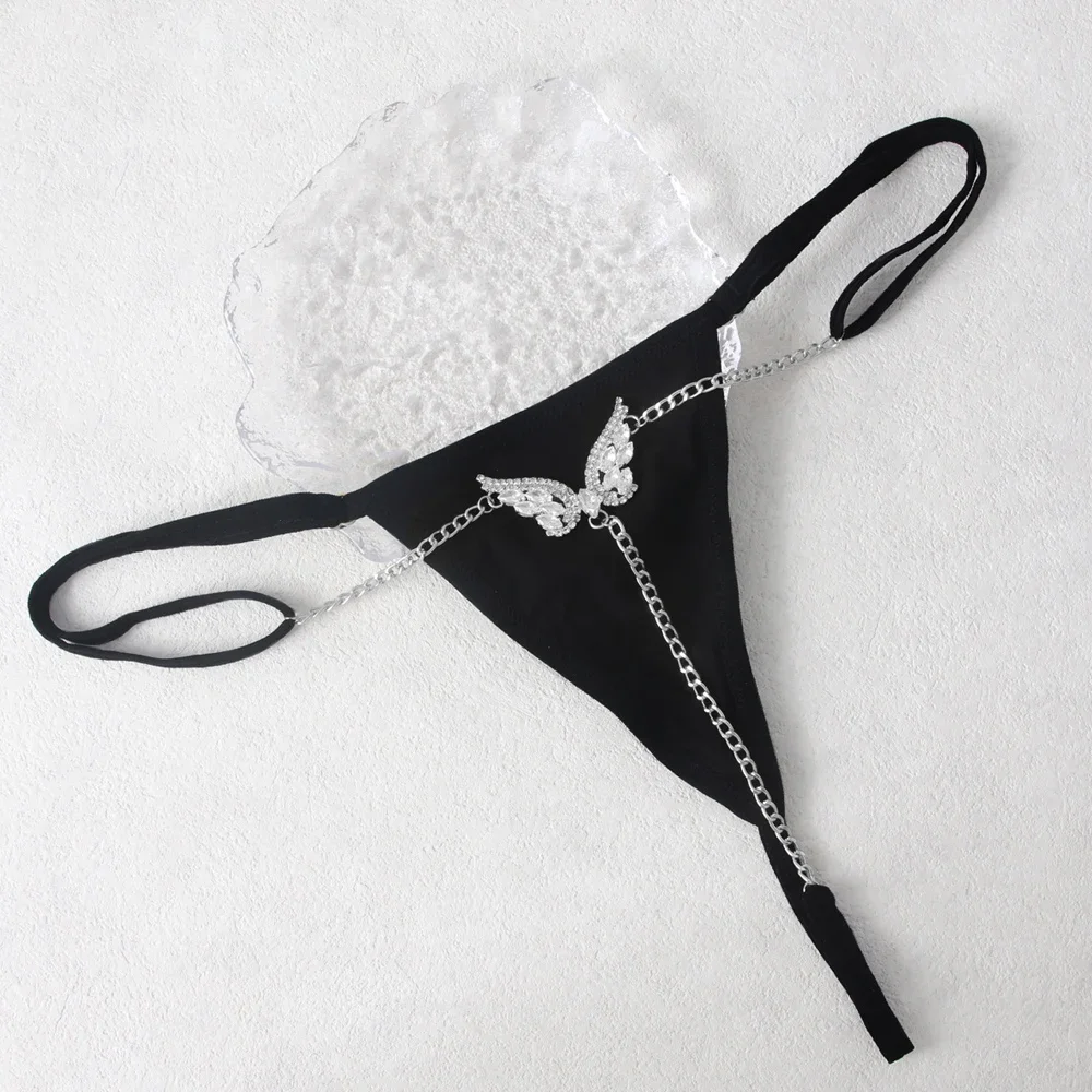 Beach Rhinestone Butterfly Panties Chain Bikini Waist Decoration Sexy Hot Lingerie Women G String Thong Body Jewelry Adjustable