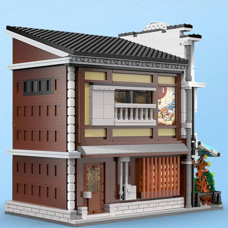 Modular Buildings Sushiya CaDA Moc 1665PCS Japanese Street Scene Architecture Model Building Blocks Brick Toys for Kids Gift