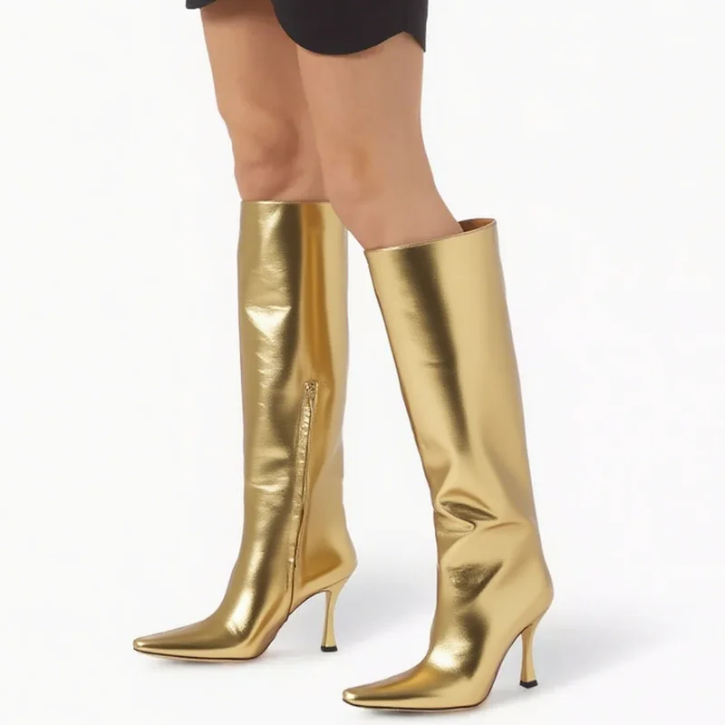 

Matte Leather Knee High Boots Sexy Pointed Toe Thin Heel Accept Customized New Arrivals Fashion Women Boots