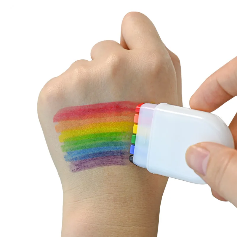 Rainbow Face Body Paint Stick Painting Paste Washable Body Tattoo Colored Oil Pigment Pen Party Favors Makeup Cosmetic Tool 1pcs