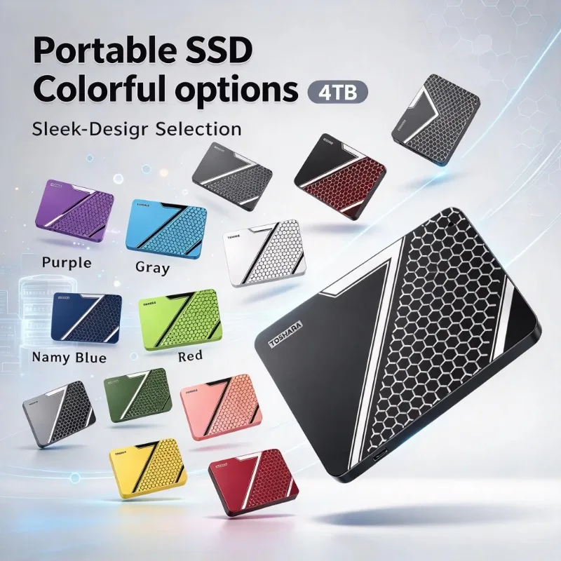 SSD externo portátil de 4 TB, unidade de estado sólido de alta velocidade, com revestimento em textura de favo de mel e diversas opções de cores, disco de armazenamento de grande capacidade para portátil.