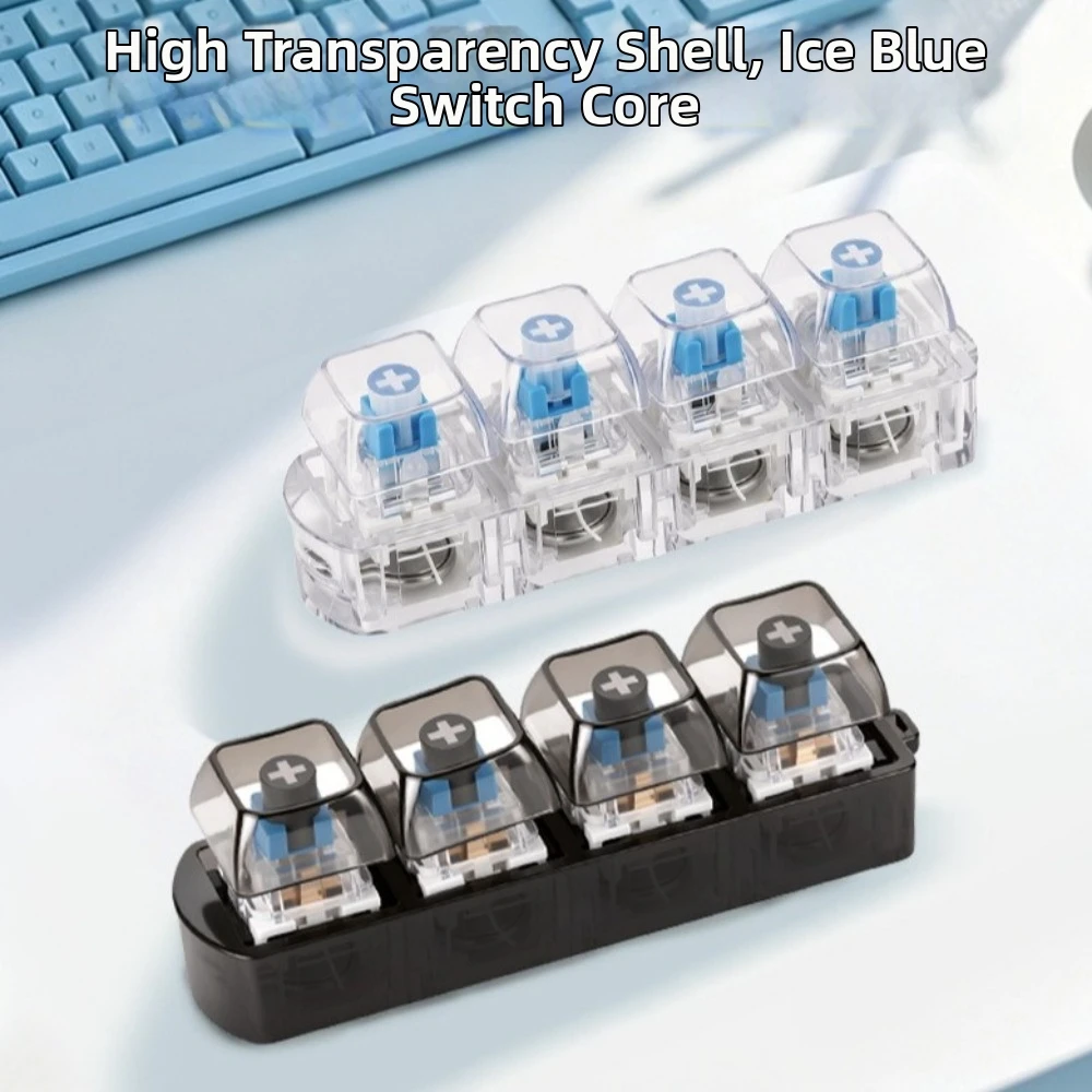 4 Keys LED Keyboard Keychain Crisp Clicky Press Feeling Transparent Mechanical Switch Keyboard with LED Light Novelty