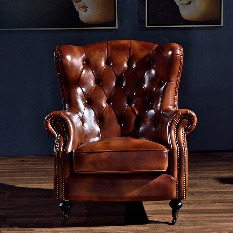 

Sofa chair single retro high back tiger chair living room hotel coffee shop furniture