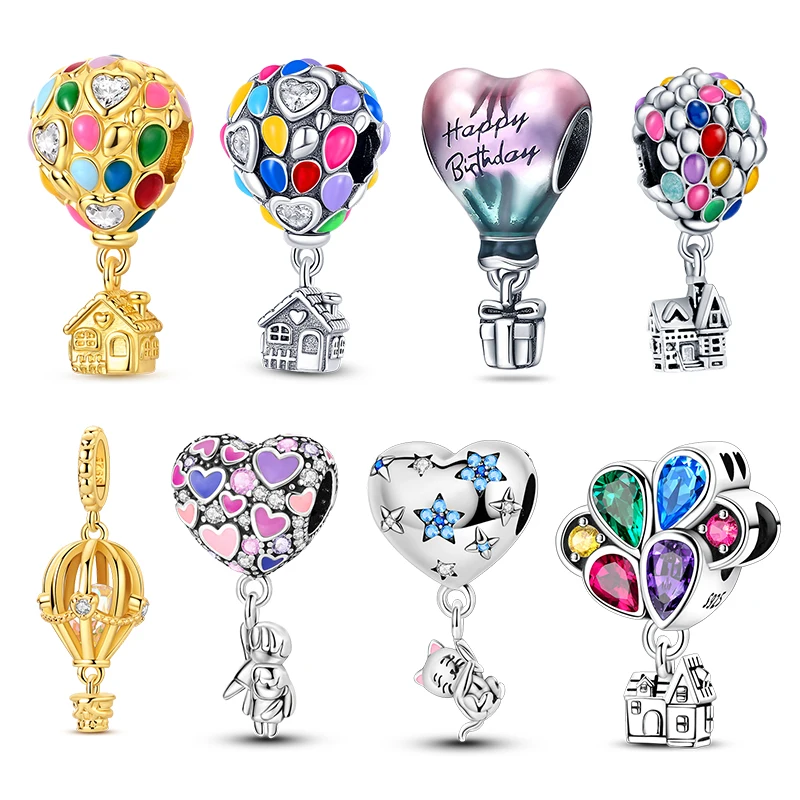 Original Colorful Hot Air Balloon Pendant 925 Silver Charms Bead Fit 3mm Original Bracelet Womens DIY Fine Jewelry Gift Hot Sale