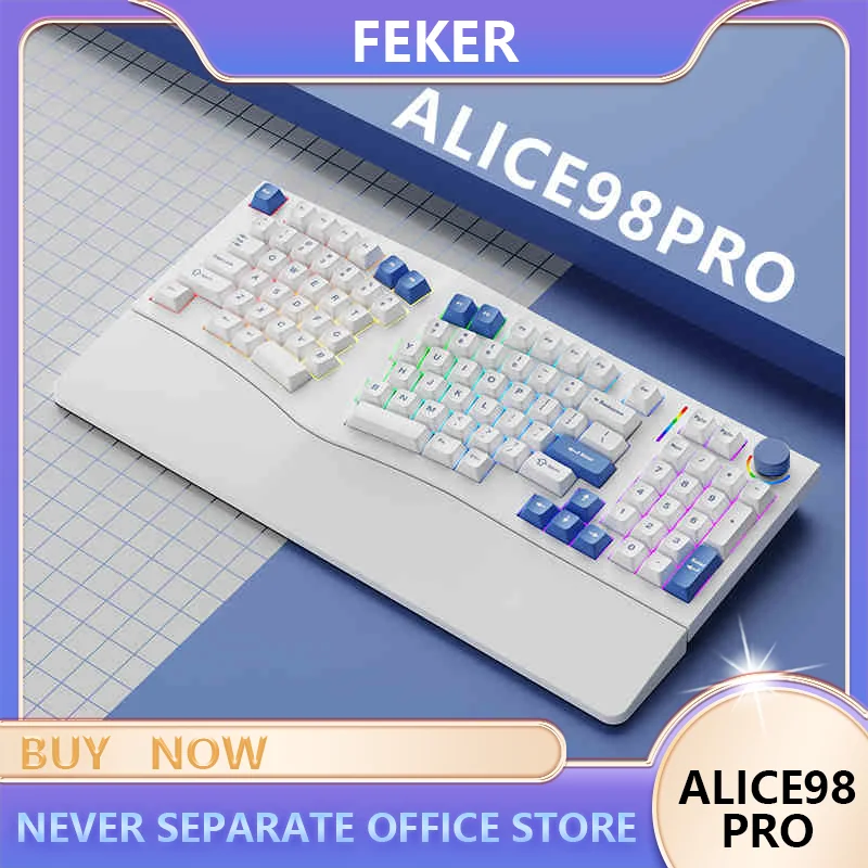 

New FEKER Alice98Pro 3Mode Wireless Mechanical Keyboard Alice98 Alice Keyboards Hot-Swap RGB Custom PC Gaming Accessories