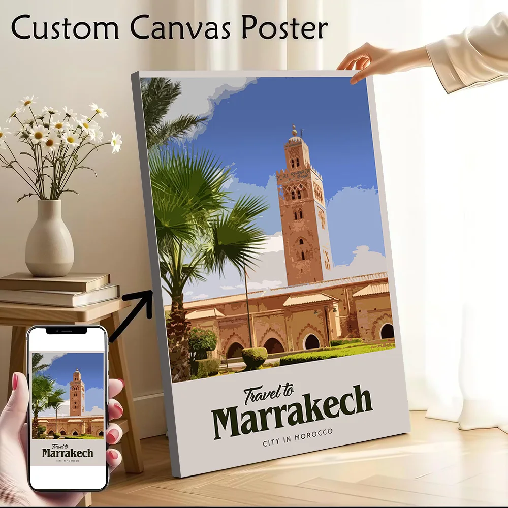 Visit Marrakech Canvas Print Perfect Gift for Fans Lovers Personalized Wall Art Poster for Decor Living Room Decorations Bedroom