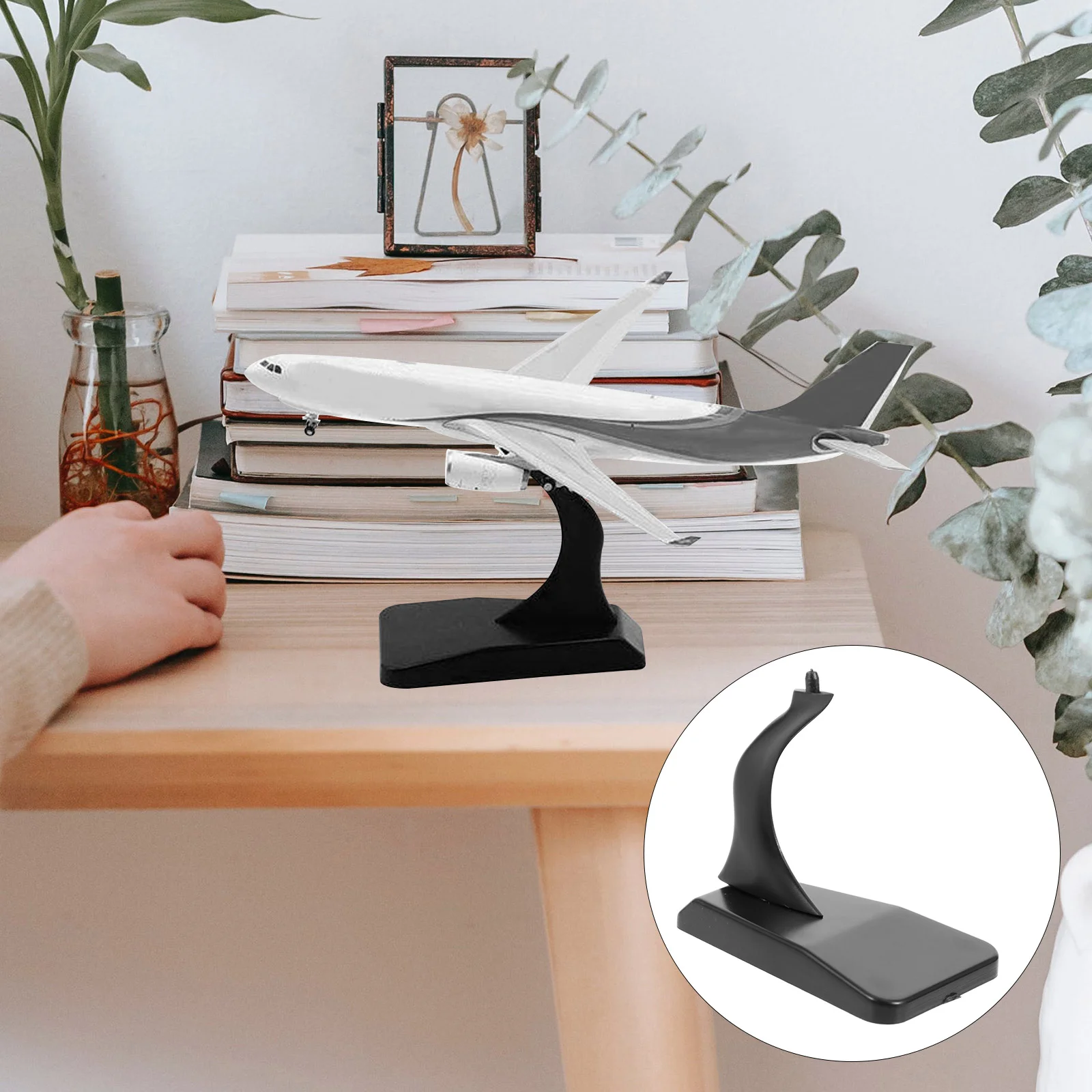 

2 Pcs Desktop Organizer Shelf Aircraft Model Stand Figure Display Support Frame for Decor Plane Showing Black Base