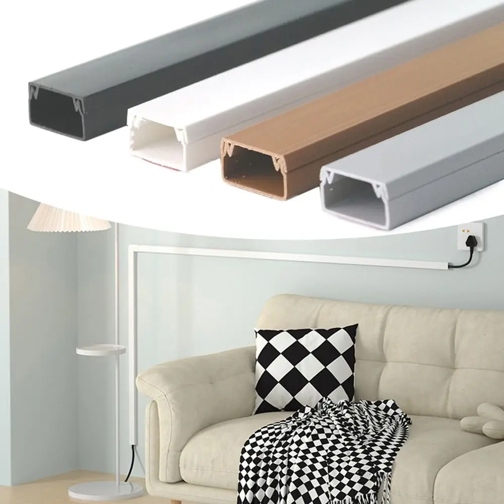 

High Quality 1m Wire Conduit Rectangle Self-Adhesive Cable Trunking PVC Paintable Cord Protector Floor