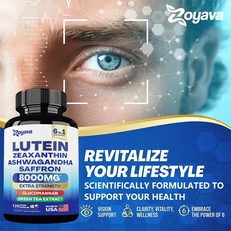 Lutein & Zeaxanthin, Saffron - Eye Vitamins, Eye Health Supplement for Adults, Glucomannan, Green Tea, Vision & Eye Support