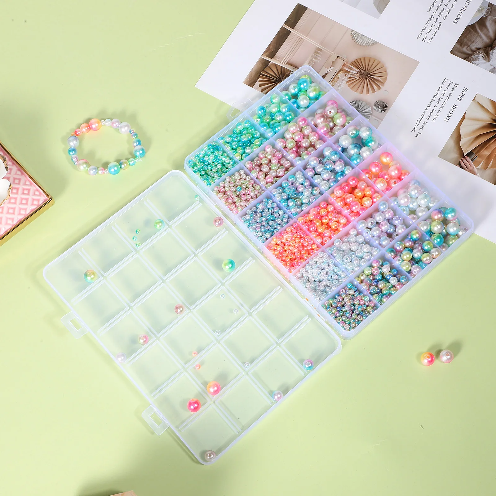 

1890 Pcs DIY Set 24 Faux Pearl For Making Jewelry Colors Beads for Crafts Adults Kids Jewelry Making Kits Faux Pearls Round