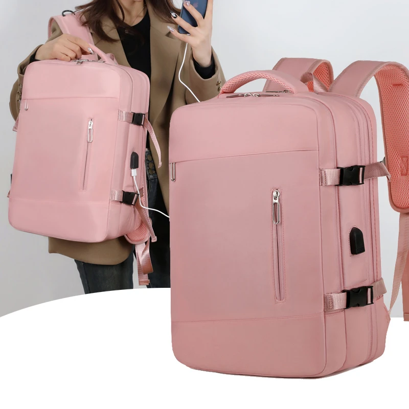 Bolsa Estética Multifuncional para Jovens, Mochila de Negócios Rosa para Laptop, Impermeável Travel Viral Back Pack, Nylon