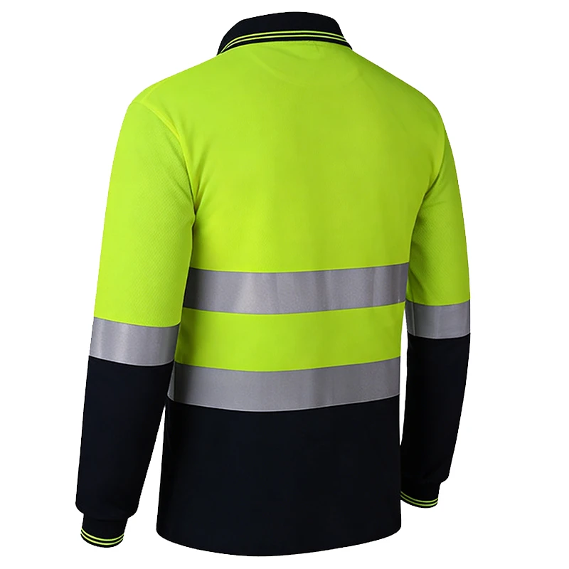 Logo or Text Custom Long Sleeve Work Polo Shirt Quick Dry Road Traffic Workwear Outdoor Construction Workwear Shirts