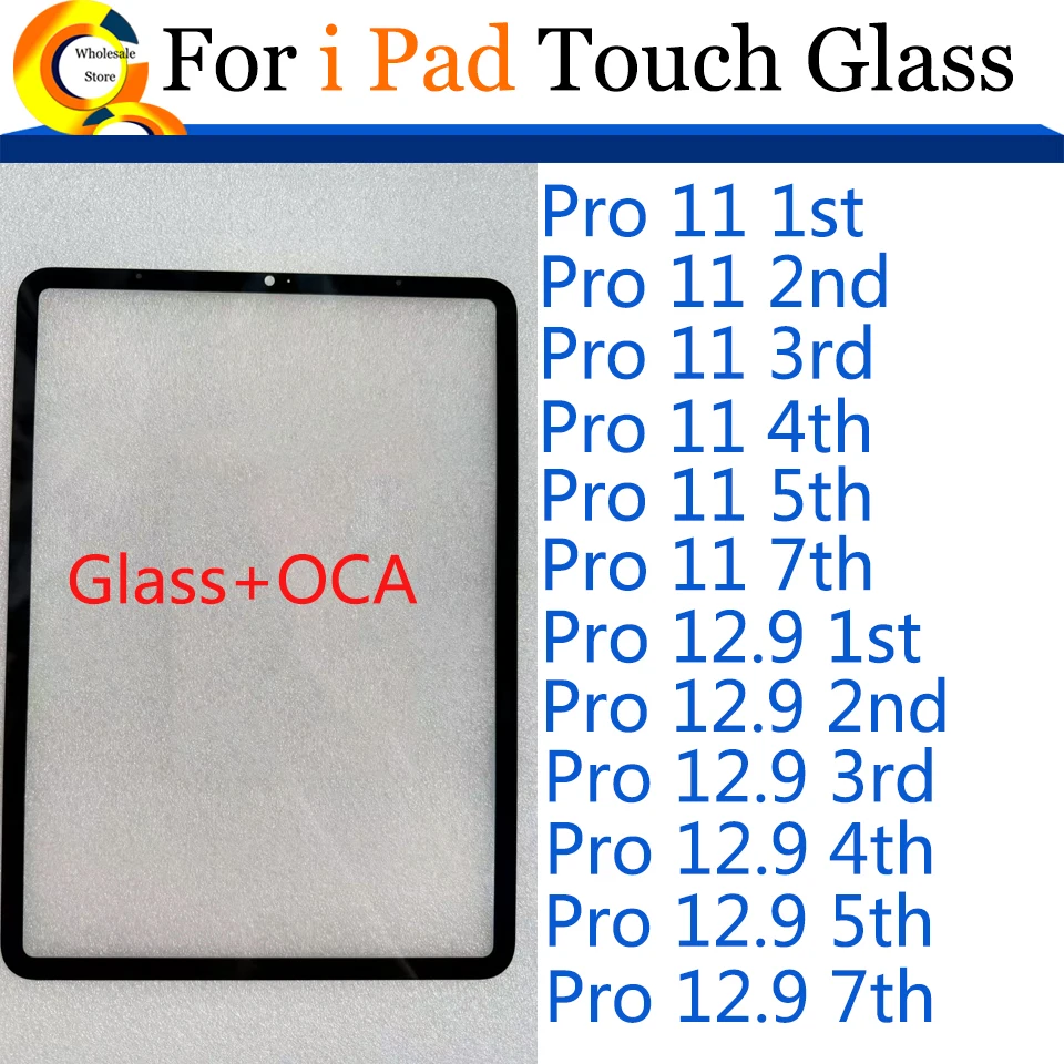 10Pcs\Lot For iPad Pro 12.9 11 1st 2nd 3rd 4th 5th 7th 2024 2022 2021 2020 2018 Touch Screen Glass Outer Panel