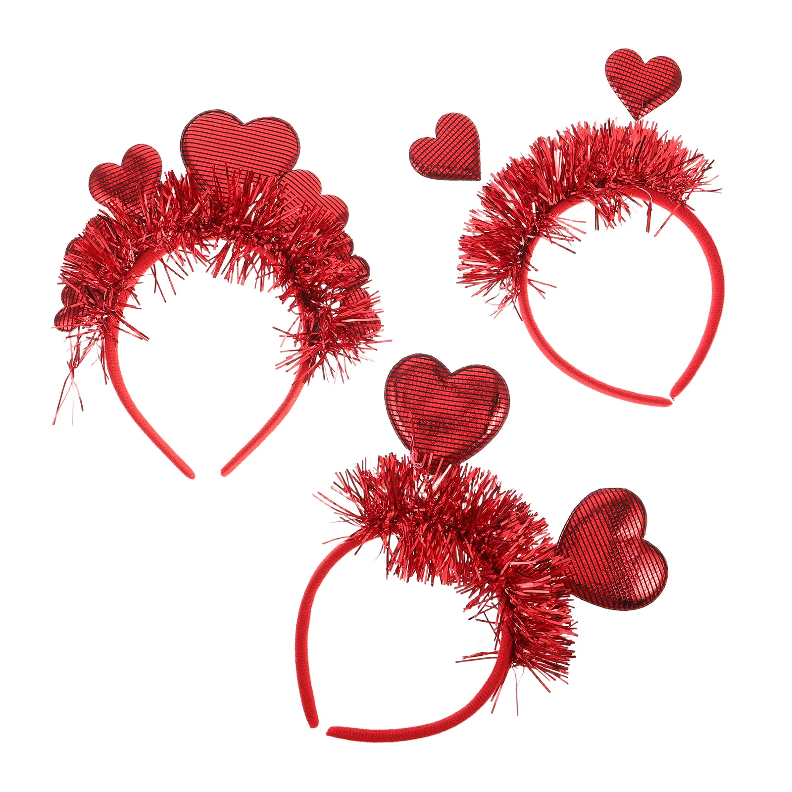 Bandeau en forme de cœur à paillettes rouges pour la saint-valentin, 3 pièces, cerceau pour cheveux, coiffure à paillettes, Costume de fête, mariage, anniversaire, événement