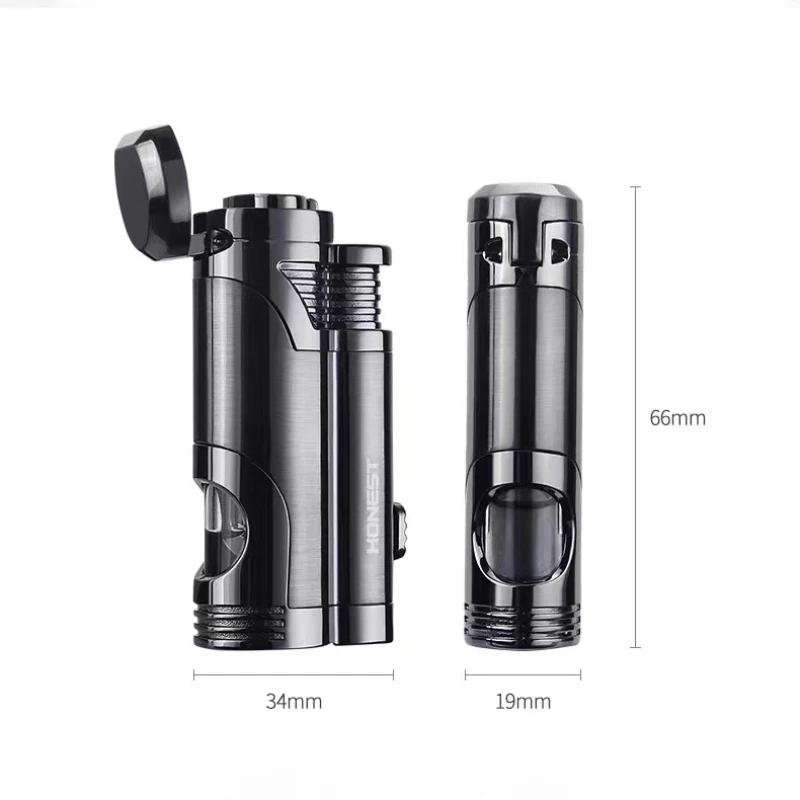 2024 New Metal HONEST Direct Charge Windproof Cigar Lighter Creative Butane Gas Inflatable Cigar Accessories Men\'s Gift Tool