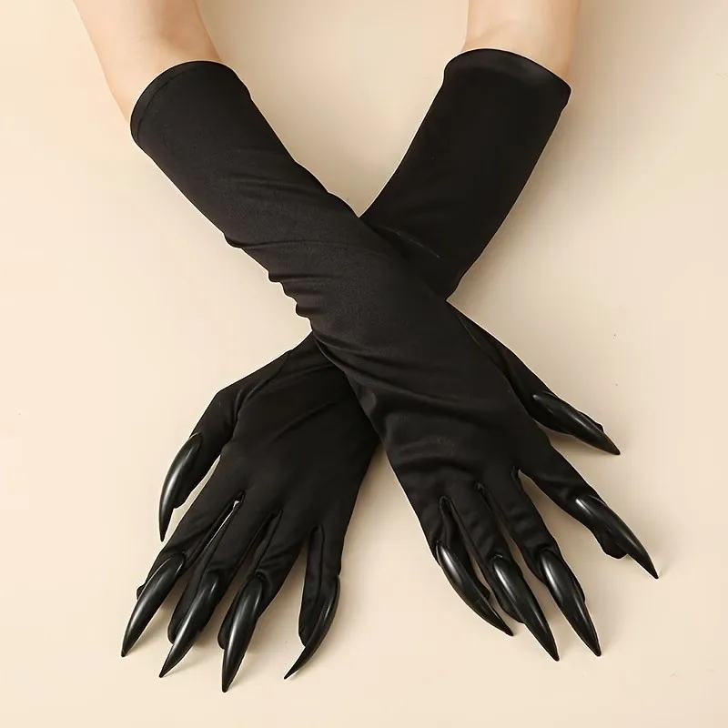 Halloween Long Nail Performance Gloves, Party Decoration Props, Funny Gloves, Stage Performer Gloves, Role Playing Props