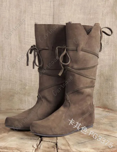 Disfraz vikingo Medieval Retro para hombre, botas de caballero, zapatos de Larp, cuero PU, Guerrero, Cosplay, fantasía, fiesta de carnaval, Anime, zapatos nórdicos