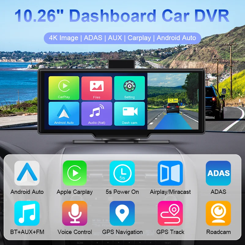 Recensione Completa della Dash Cam Universale 10,26 Pollici con ADAS, Android Auto e CarPlay Wireless: La Soluzione Tutto In Uno per la Guida Sicura