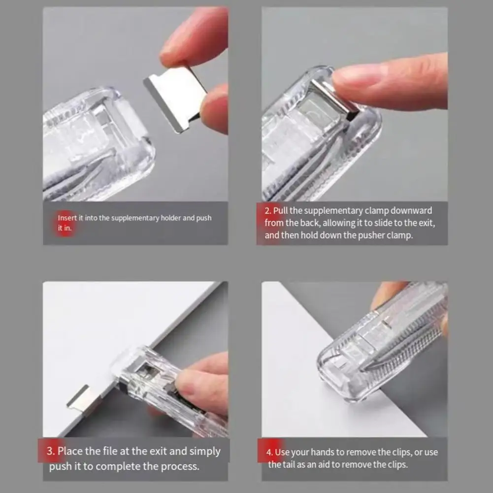 Picture 6: Portable Binder Clip Stapler No Hole Punching Metal Clip Stapler Reusable Office Document Binder Dispenser for Office And Home