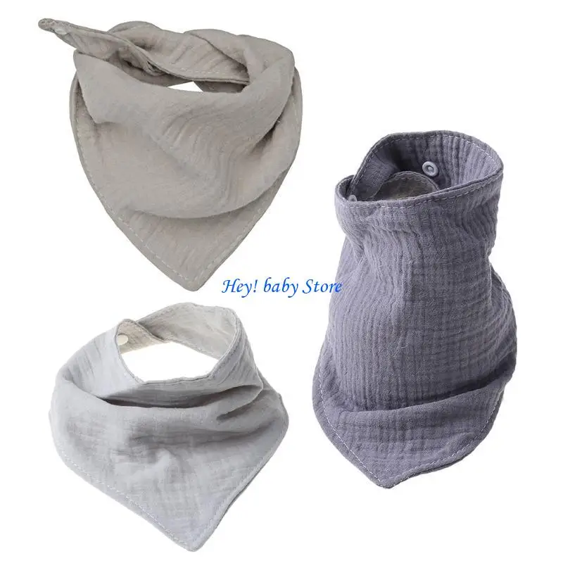 

Q1FE Snap Bibs for Triangle Scarf Soft Cotton Muslin Gauze Breathable Saliva Towel Bandana Burp Cloth for Infants Toddlers Gi