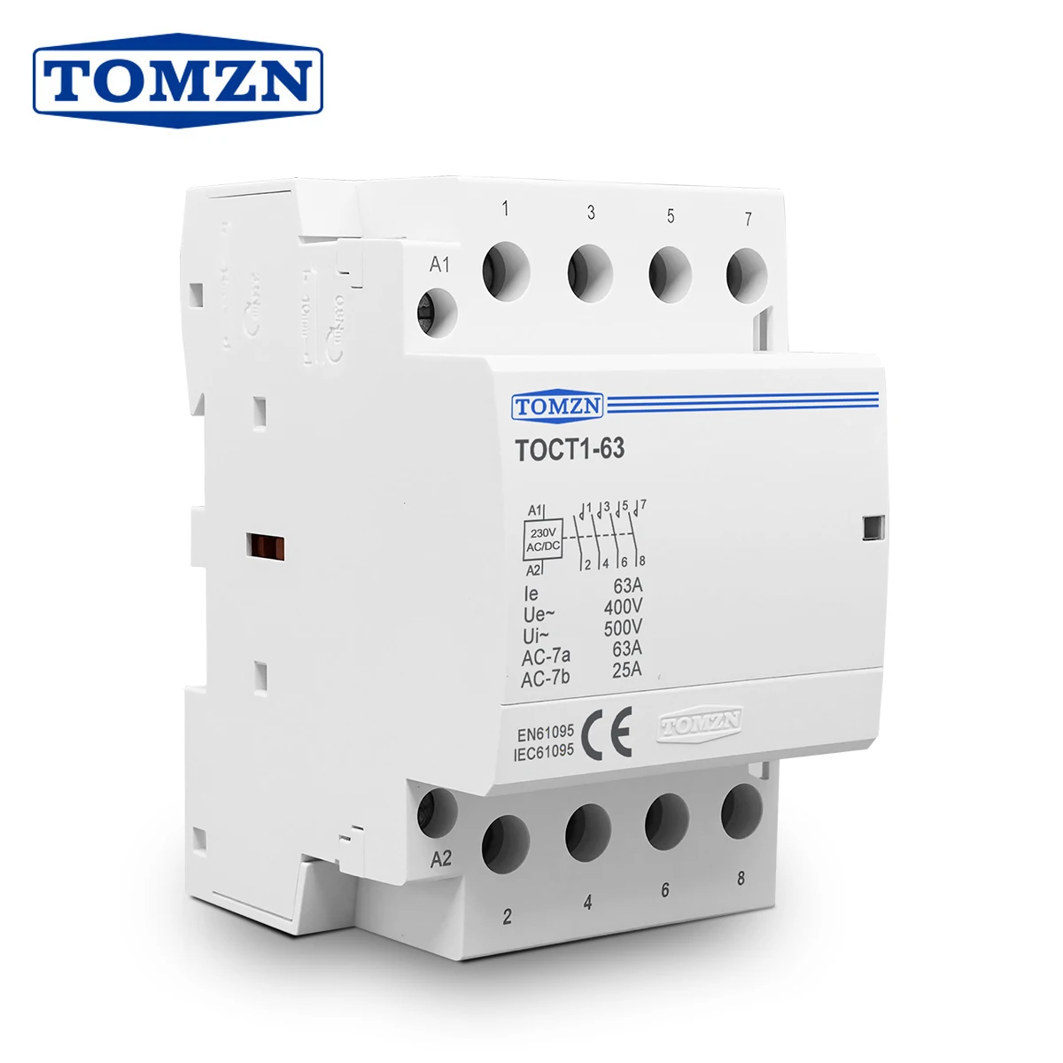 

TOCT1 4P 4NO 4NC 2NO2NC Changeover Switch Control ACDC 24V 110V 230V Actual AC 400V 63A Din Rail Small Size Household Contactor