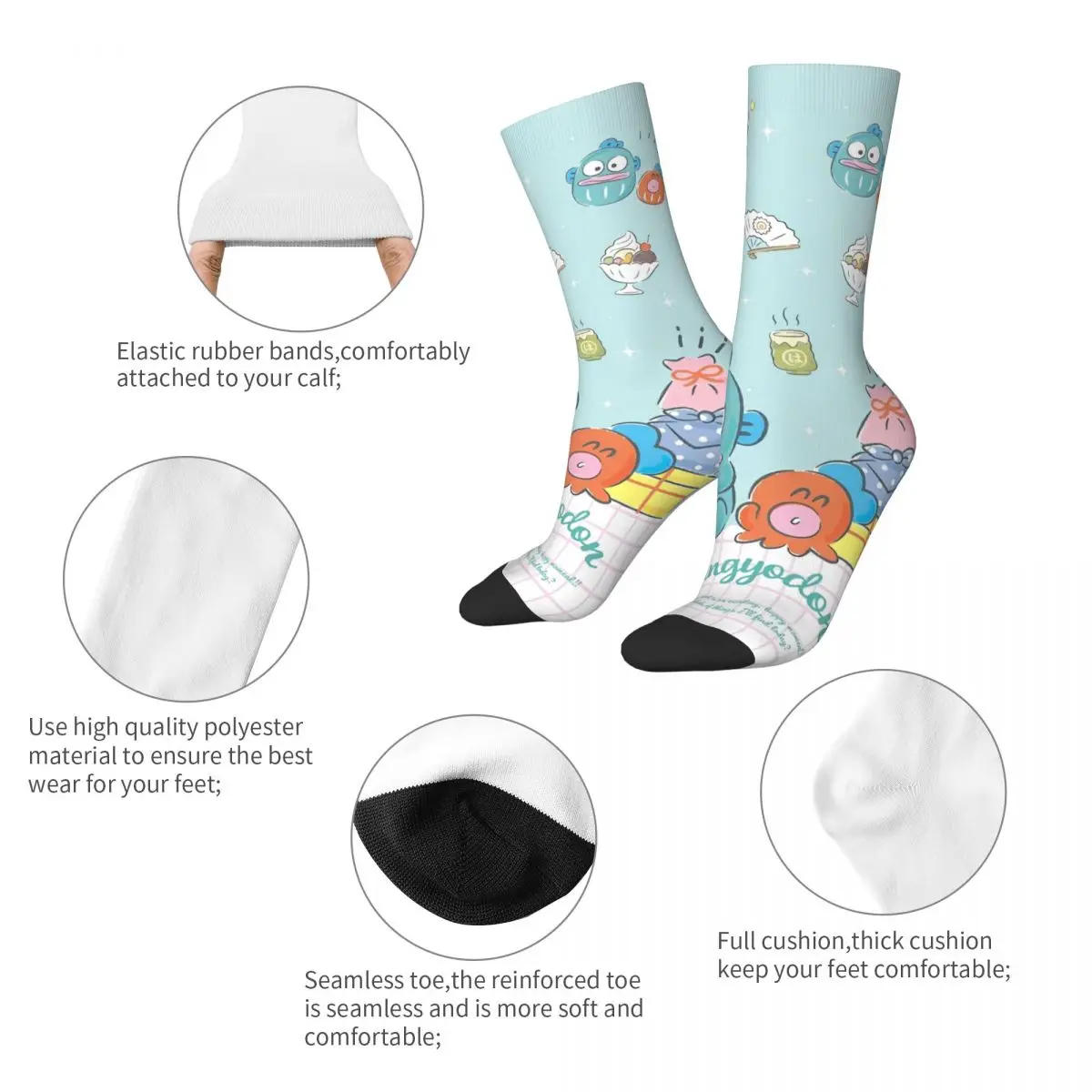 Hangyodon Sayuri Sushi Eating Cartoon Sock Fashion Male Men Socks Harajuku Cute Kawaii Women Socks Spring Summer Autumn Winter