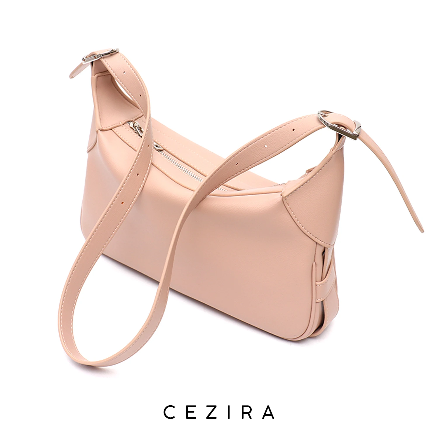 

CEZIRA Simple Fashion PU Vegan Leather Shoulder Bags Women Luxury Design Solid Color Underarm Purse Female Daily Chic Handbags