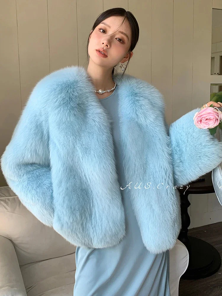 Fur Real Coat Women High-end Natural 100% Fox Sheepskin Outerwear Thickened Fluffy Warm Winter Jacket vestes