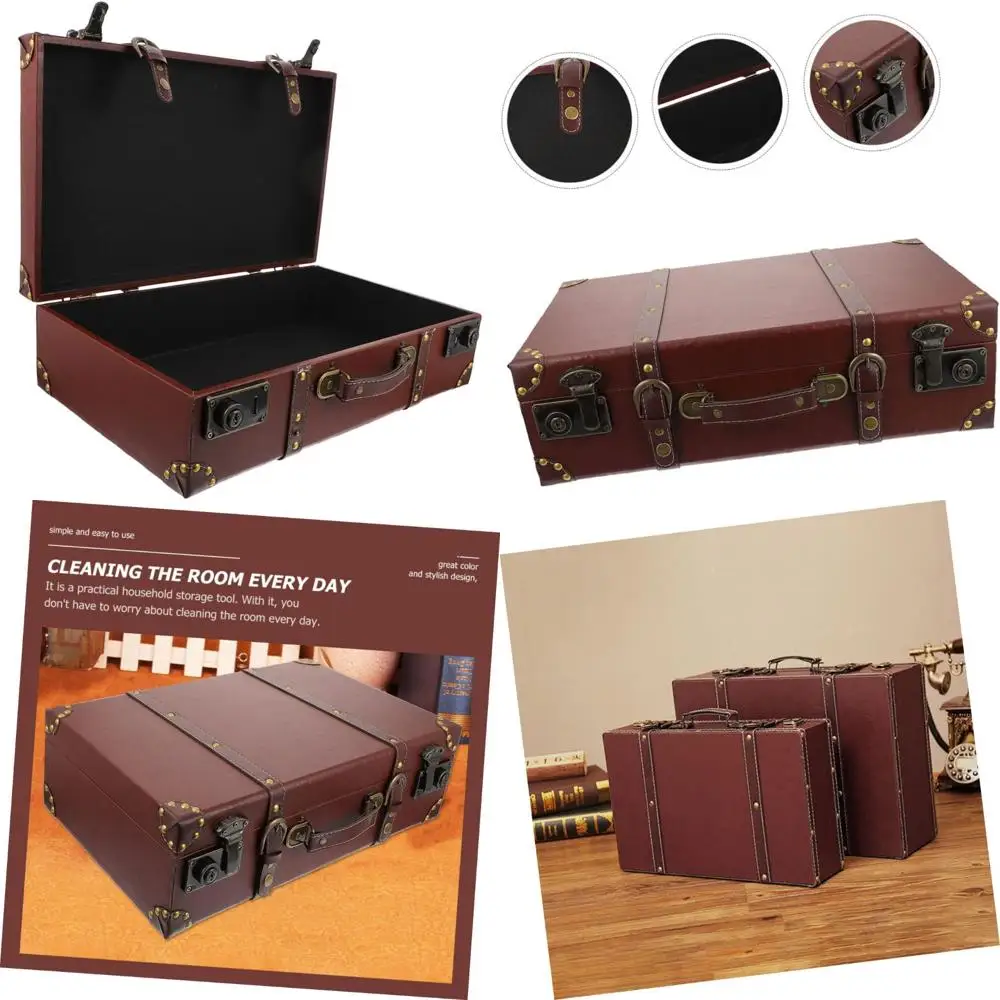 

Large Rectangular Vintage Suitcase Storage Box for Country Style Home Decor, Sturdy and Safe Ornament Trunk