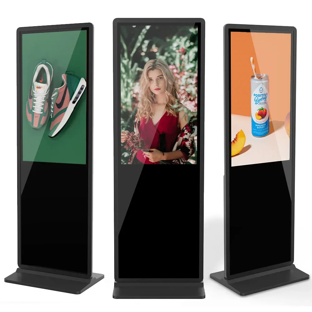 43 55 65 inch floor standing indoor lcd advertising playing totem digital signage HD advertisement kiosk 4K touch display screen