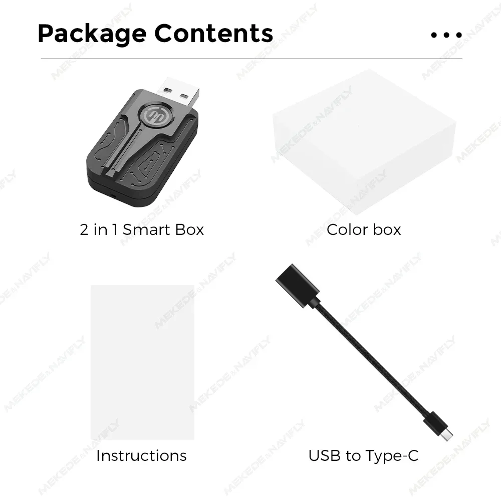 2 in 1 Wired To Wireless Mini AI Box Support Carplay Android Auto Plug & Play Non-inductive Connection 5G Wif BT5.0 USB To TypeC