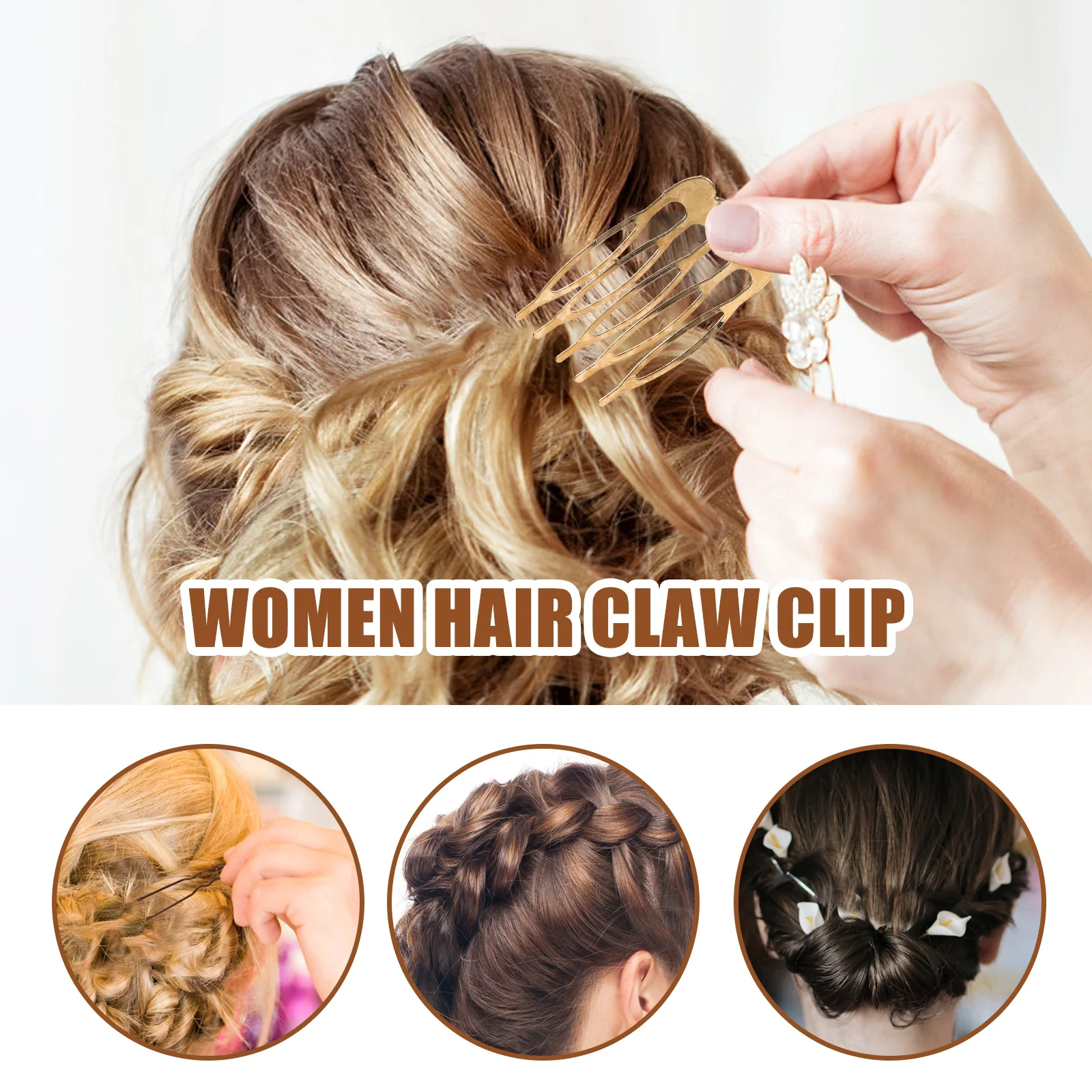 10 Pcs Five-tooth Hair Comb Side Combs Clips for Women French Fine Thin Headgear Slides Wedding Decorative Accessories