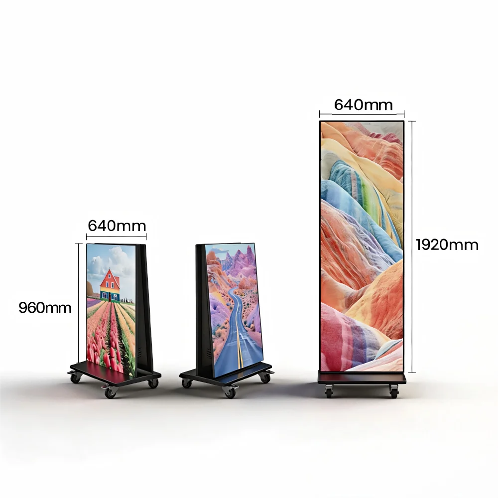 Led Display Poster Digital Screen Stand Electronic Displays Advertising Portable Scree Standing Screens P1.86 P2.5 Custom