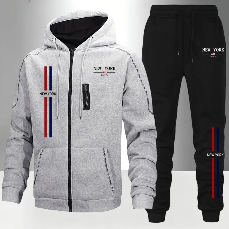 Men's Set/Coat/Pants Autumn Winter Sportswear 2026 New Arrival Zipper Tracksuit Outdoor Casual Sport