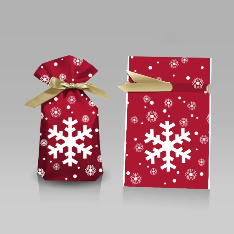 Merry Christmas Candy Bag Santa Gift Bag Snowflake Drawstring Bag Christmas Decorations for Home New Year 2026 Noel Presents