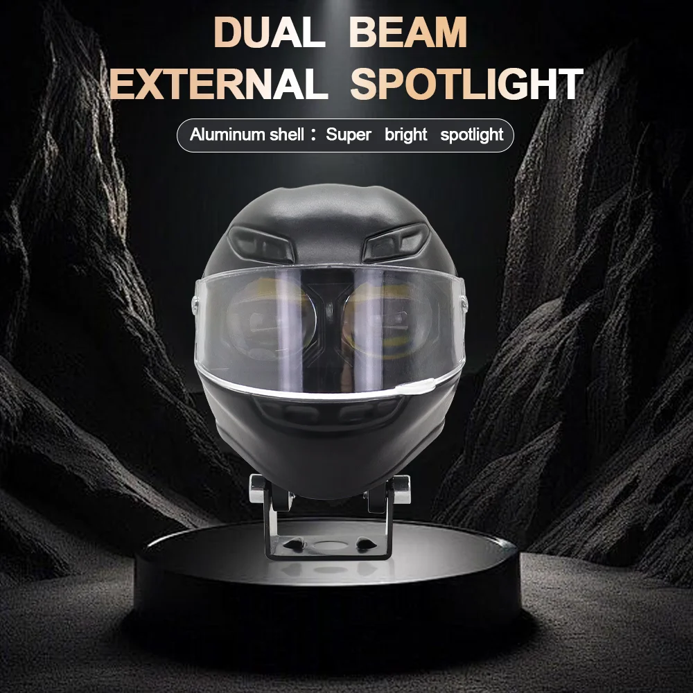 Aluminum Motorcycle LED Headlight Projector Lens High Low Beam White Yellow Amber Driving Fog Lights Auxiliary Spotlight Lamp
