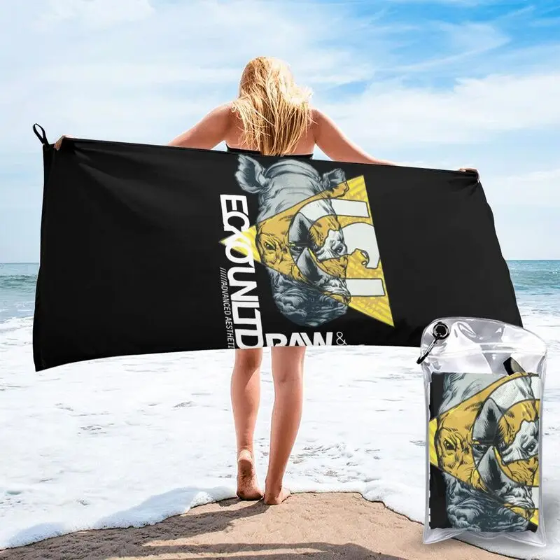 Ecko_Unltd Raw & Uncut Rhino Shiny Letter Quick dry Towel Surf Travel Swimming Bath Towel Sports Towel