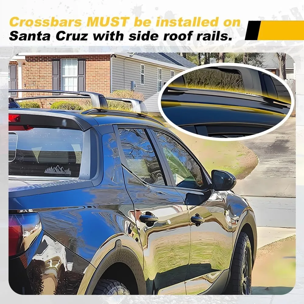 قضبان سقف عالمية قابلة للقفل لسيارة Hyundai Santa Cruz SE SEL Premium Limited موديلات 2022-2025، مناسبة لحامل الأمتعة I