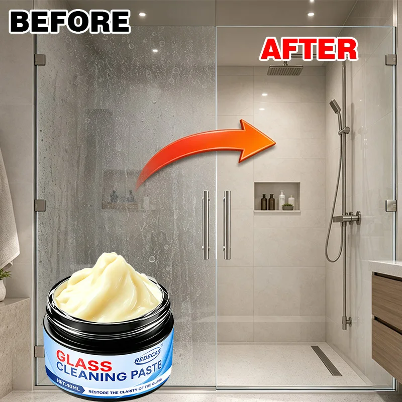 Bathroom Glass Polish Gel, Hard Water Spot Remover & Descaler for Shower, Tub, Tile, Floor, Steel, RV & Home - Sparkling Shine